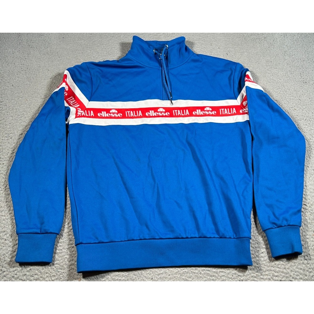 Ellesse Italia Track Jacket Womens 8‎ Blue Quarter Zip Athleisure Sportswear